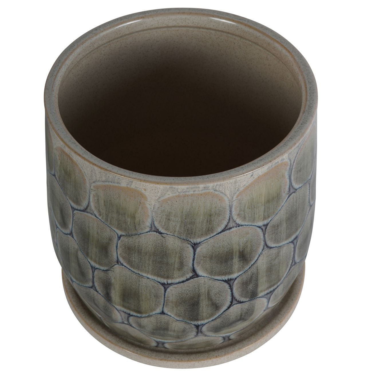 Armadillo Azure Blue & Taupe Ceramic Planter | Medium